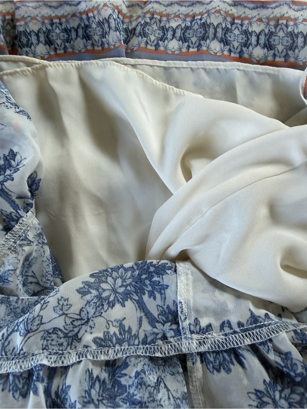 Max Studio Lined Sheer Blue Tiered Ruffle Sheer Balloon Sleeve Dress XL EUC - Picture 7 of 8